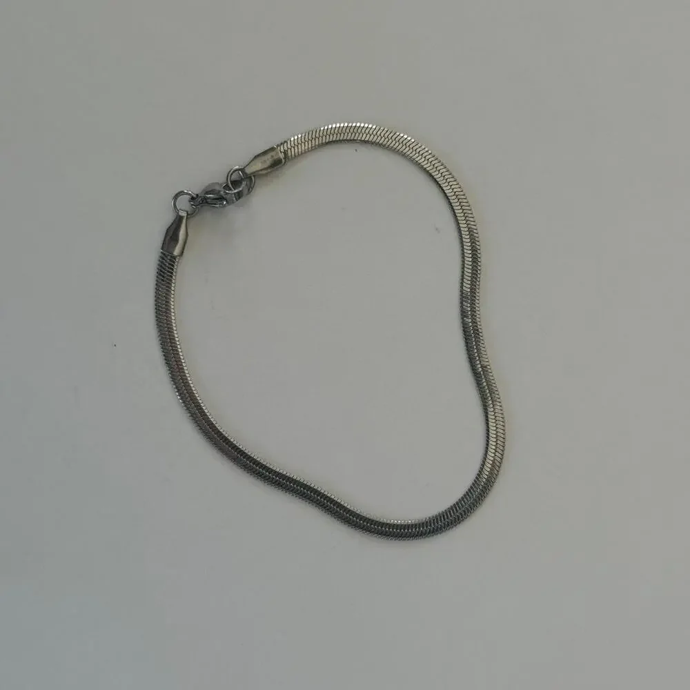 Y2K Silver Stainless Steel Snake Chain Bracelet 7